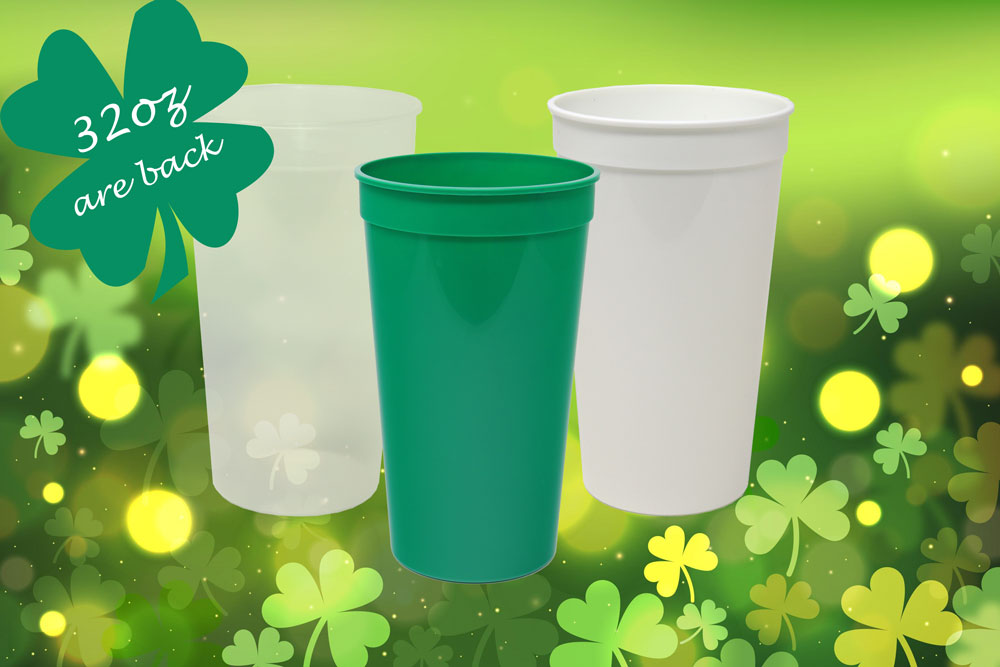 32oz reusable plastic cups for saint paddys day